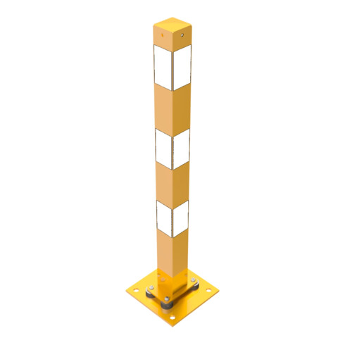 Schake Absperrpfosten Typ 470NPBG, ortsfest, 220x220 mm 70 x 70 mm, gelb / schwarz