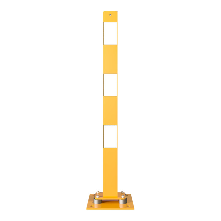 Schake Absperrpfosten Typ 470NPBG, ortsfest, 220x220 mm 70 x 70 mm, gelb / schwarz
