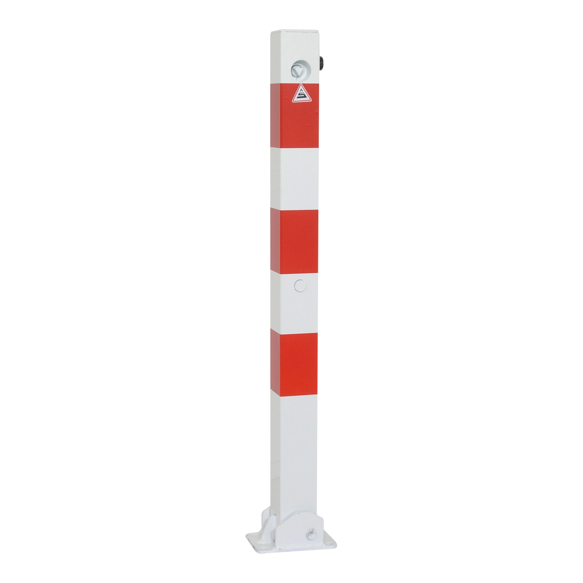 Schake Absperrpfosten Typ 470UD, umlegbar + obenliegenden Dreikantverschluß, 70x70mm, feuerverzinkt