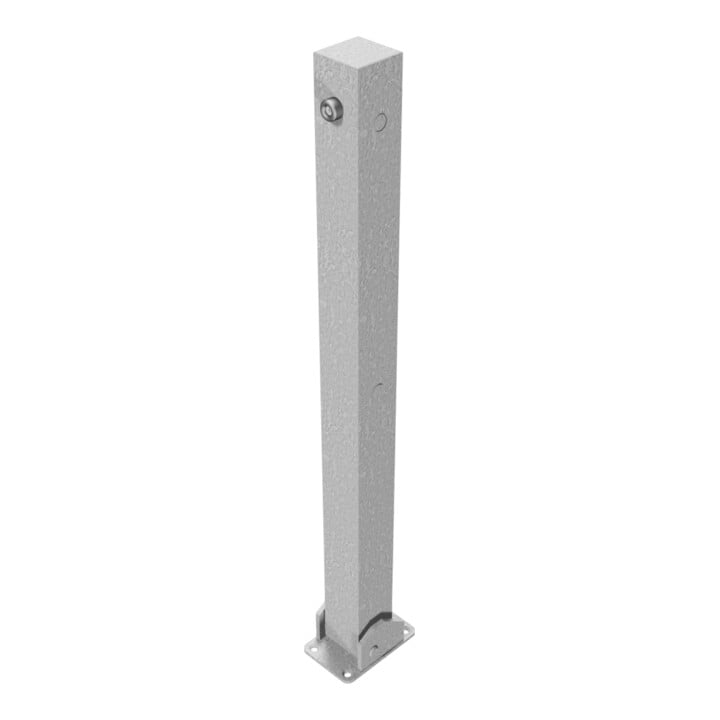 Schake Absperrpfosten Typ 470UD, umlegbar + obenliegenden Dreikantverschluß, 70x70mm, feuerverzinkt