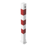 Schake Absperrpfosten Typ 470UDB, umlegbar + obenliegenden Dreikantverschluß, 70x70mm, weiß / rot-4