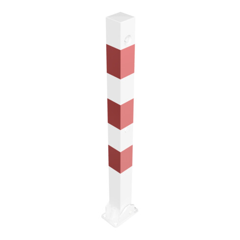 Schake Absperrpfosten Typ 470UDB, umlegbar + obenliegenden Dreikantverschluß, 70x70mm, weiß / rot