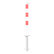 Schake Absperrpfosten Typ 470UDHB, umlegbar + obenliegenden Dreikantverschluß, 70x70mm, zum Einbetonieren, weiß / rot incl. Bodenhülse-5