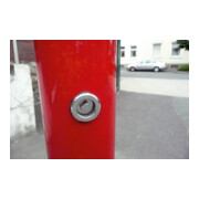Schake Absperrpfosten Typ 470UNB, umlegbar + Dreikantverschluß 8mm, 70x70mm, rot/weiß-4
