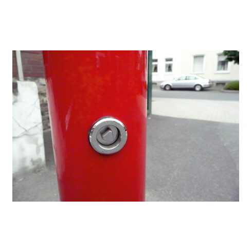 Schake Absperrpfosten Typ 470UNH, umlegbar + Dreikantverschluß 8mm, zum Einbetonieren, 70x70mm, feuerverzinkt