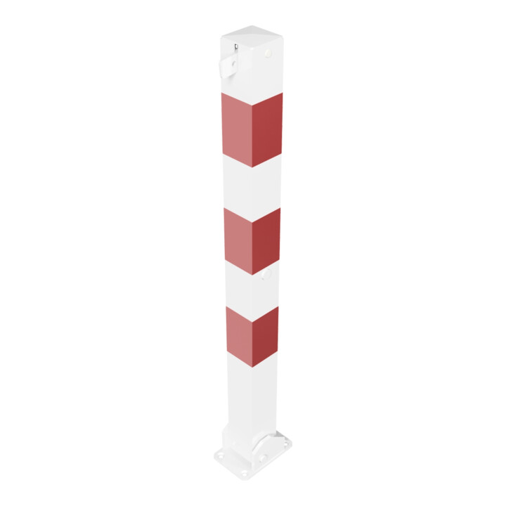 Schake Absperrpfosten Typ 470UVB, umlegbar, für Vorhangschloß, 70x70mm, weiß / rot