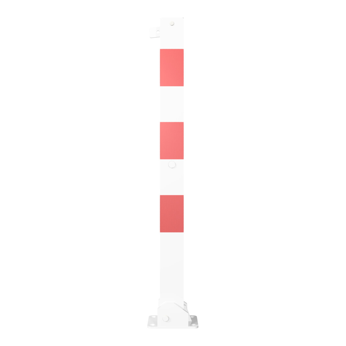 Schake Absperrpfosten Typ 470UVB, umlegbar, für Vorhangschloß, 70x70mm, weiß / rot