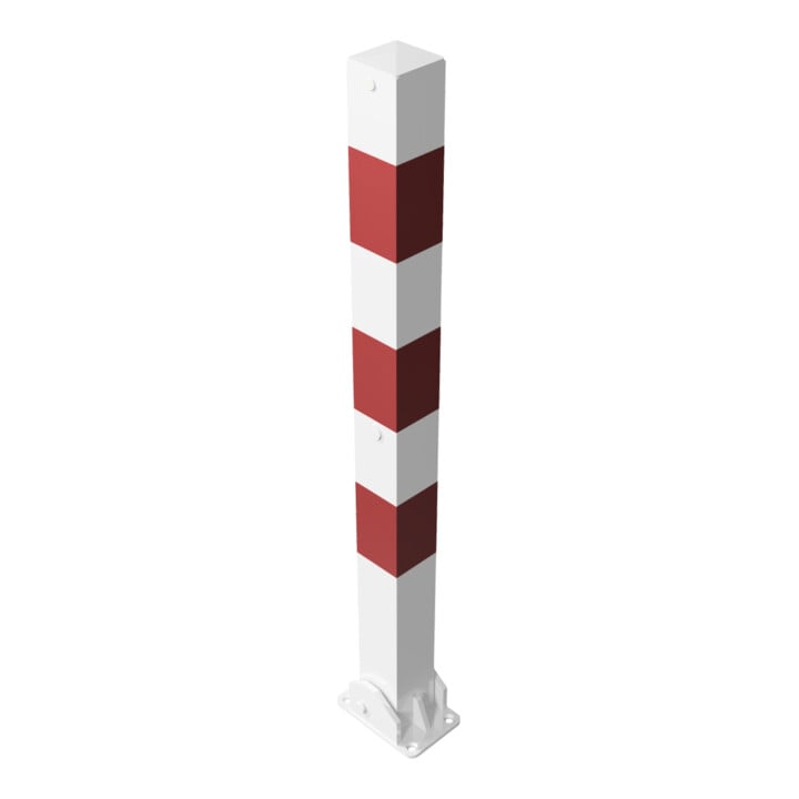 Schake Absperrpfosten Typ 470UVB, umlegbar, für Vorhangschloß, 70x70mm, weiß / rot
