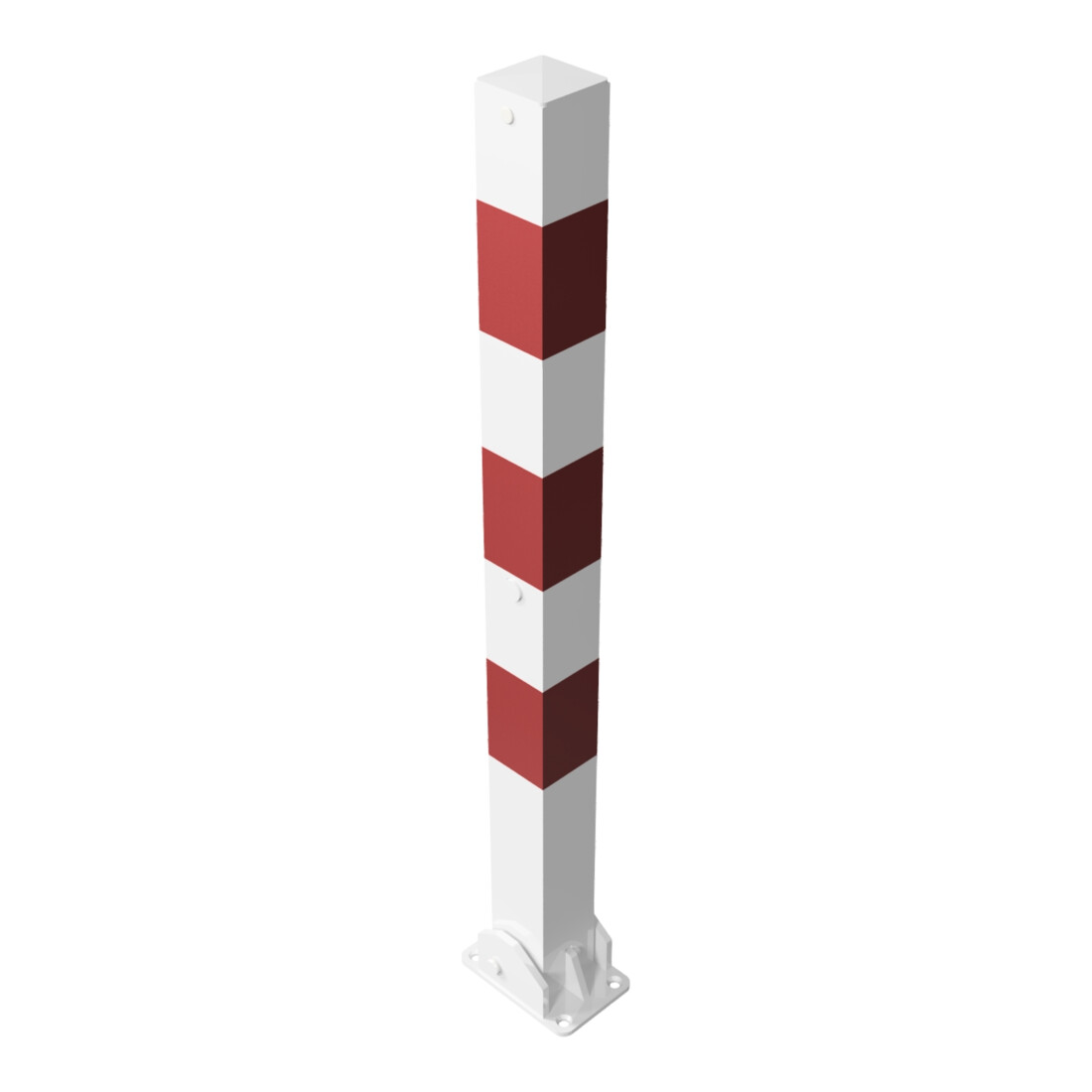 Schake Absperrpfosten Typ 470UVB, umlegbar, für Vorhangschloß, 70x70mm, weiß / rot