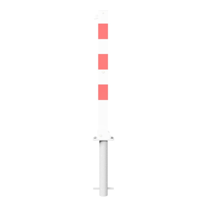Schake Absperrpfosten Typ 470UVHB, umlegbar, für Vorhangschloß, zum Einbetonieren, 70x70mm, weiß / rot
