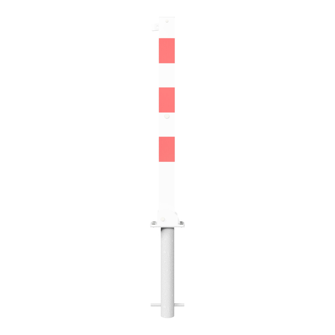 Schake Absperrpfosten Typ 470UVHB, umlegbar, für Vorhangschloß, zum Einbetonieren, 70x70mm, weiß / rot