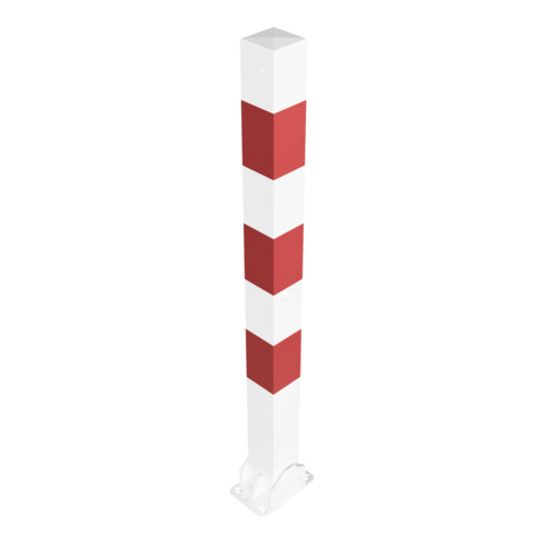 Schake Absperrpfosten Typ 470UZB, umlegbar, zum Aufdübeln + Profilzylinder, 70x70mm, weiß / rot