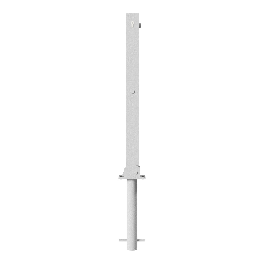 Schake Absperrpfosten Typ 470UZH, umlegbar, zum Einbetonieren + Profilzylinder, 70x70mm, feuerverzinkt