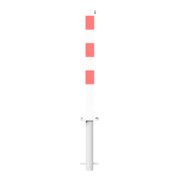 Schake Absperrpfosten Typ 470UZHB, umlegbar, zum Einbetonieren + Profilzylinder, 70x70mm, weiß / rot-4