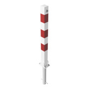 Schake Absperrpfosten Typ 470UZHB, umlegbar, zum Einbetonieren + Profilzylinder, 70x70mm, weiß / rot-5