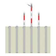 Schake Absperrpfosten Typ 470ZL, vollversenkbar + Profilzylinder, 900mm Überflur, +refl. Streifen incl. Bodenhülse-2