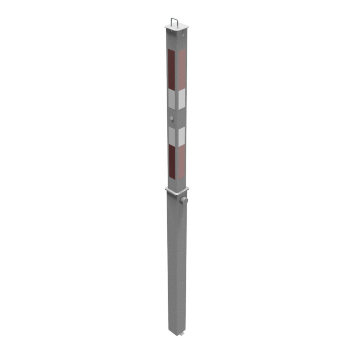 Schake Absperrpfosten Typ 470ZL, vollversenkbar + Profilzylinder, 900mm Überflur, +refl. Streifen incl. Bodenhülse