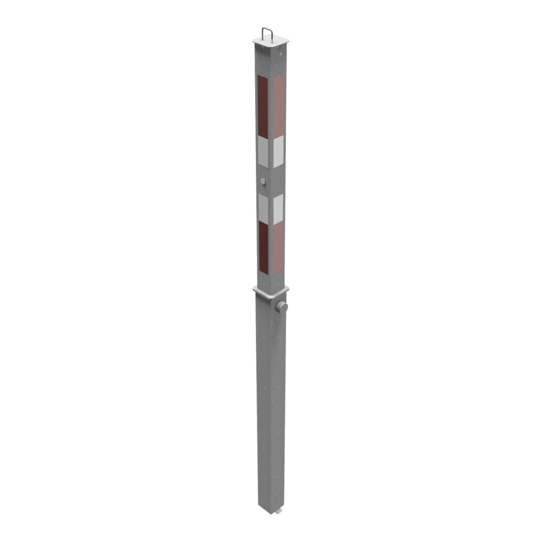 Schake Absperrpfosten Typ 470ZL, vollversenkbar + Profilzylinder, 900mm Überflur, +refl. Streifen incl. Bodenhülse