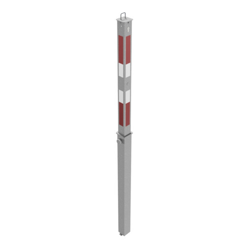 Schake Absperrpfosten Typ 470ZL, vollversenkbar + Profilzylinder, 900mm Überflur, +refl. Streifen incl. Bodenhülse