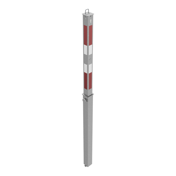 Schake Absperrpfosten Typ 470ZL, vollversenkbar + Profilzylinder, 900mm Überflur, +refl. Streifen incl. Bodenhülse