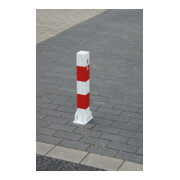 Schake Absperrpfosten Typ 4715FUB, umlegbar, Vierkantrohr 70x70mm, Überflur 500 mm, für Dübelbefestigung + Dreikantverschluß, weiß / rot-2