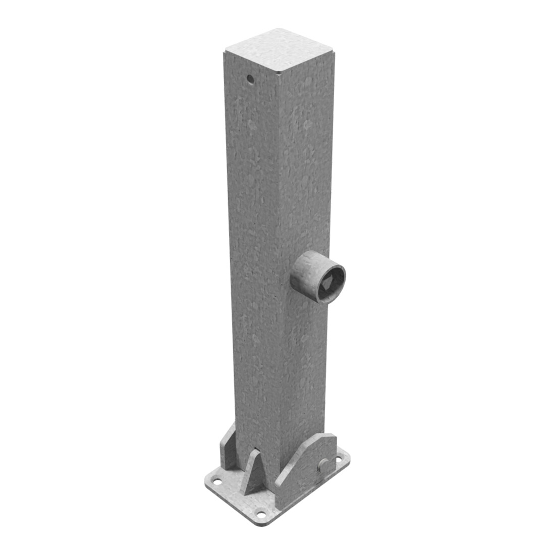 Schake Absperrpfosten Typ 4715FUB, umlegbar, Vierkantrohr 70x70mm, Überflur 500 mm, für Dübelbefestigung + Dreikantverschluß, weiß / rot