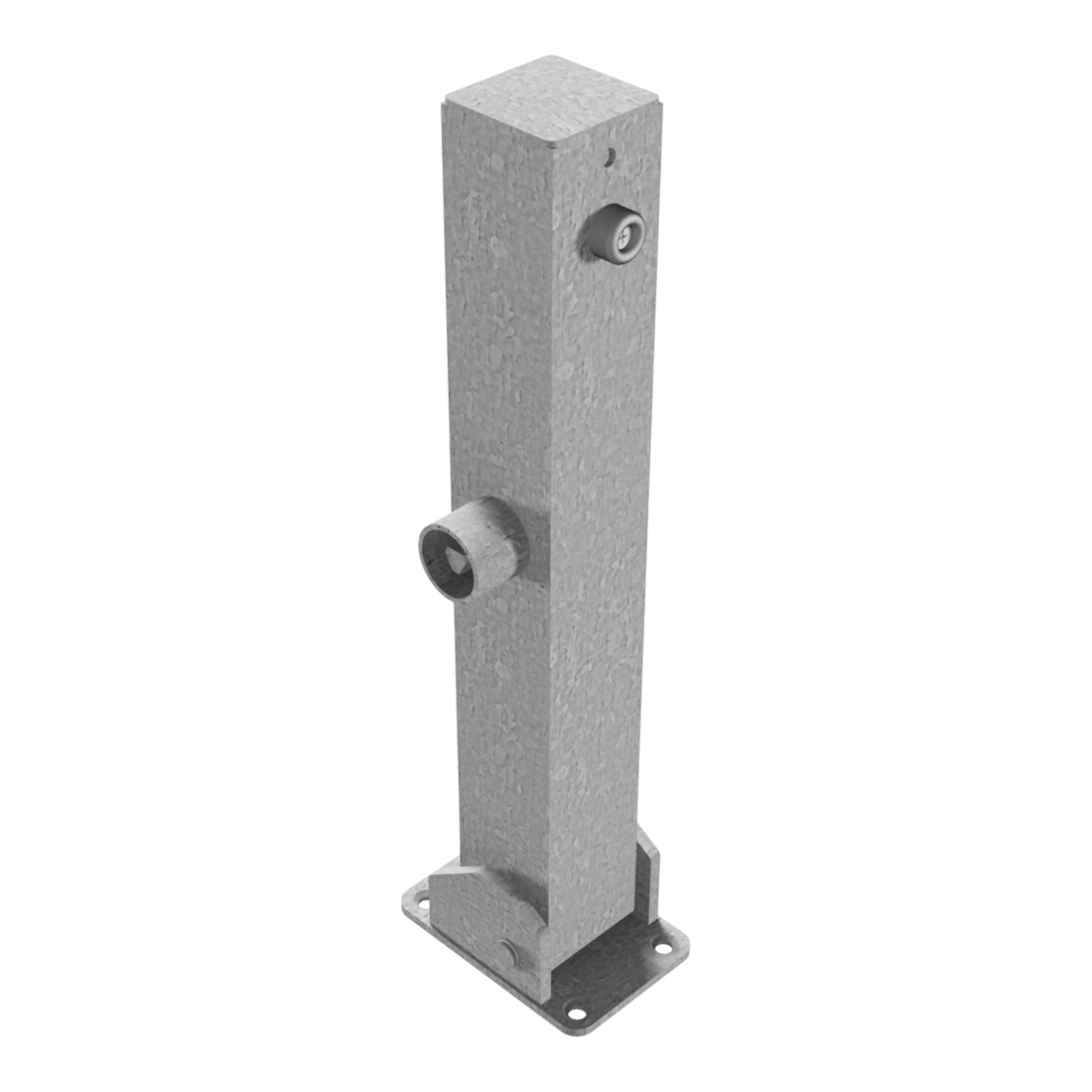 Schake Absperrpfosten Typ 4715FUB, umlegbar, Vierkantrohr 70x70mm, Überflur 500 mm, für Dübelbefestigung + Dreikantverschluß, weiß / rot