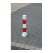 Schake Absperrpfosten Typ 4715FUB, umlegbar, Vierkantrohr 70x70mm, Überflur 500 mm, für Dübelbefestigung + Dreikantverschluß, weiß / rot-5