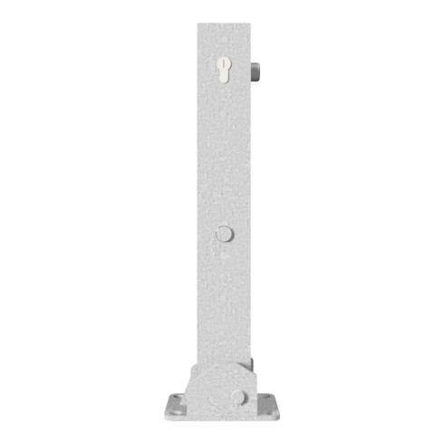Schake Absperrpfosten Typ 4715UZ, umlegbar Vierkantrohr 70x70 mm, Überflur 500 mm, für Dübelbefestigung + Profilzylinder feuerverzinkt