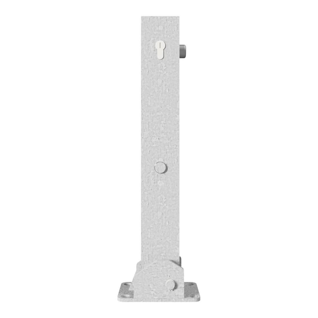Schake Absperrpfosten Typ 4715UZ, umlegbar Vierkantrohr 70x70 mm, Überflur 500 mm, für Dübelbefestigung + Profilzylinder feuerverzinkt