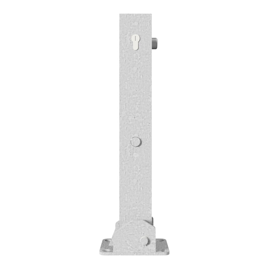 Schake Absperrpfosten Typ 4715UZ, umlegbar Vierkantrohr 70x70 mm, Überflur 500 mm, für Dübelbefestigung + Profilzylinder feuerverzinkt