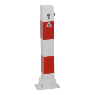Schake Absperrpfosten Typ 4715UZ, umlegbar Vierkantrohr 70x70 mm, Überflur 500 mm, für Dübelbefestigung + Profilzylinder feuerverzinkt