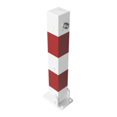 Schake Absperrpfosten Typ 4715UZ, umlegbar Vierkantrohr 70x70 mm, Überflur 500 mm, für Dübelbefestigung + Profilzylinder feuerverzinkt
