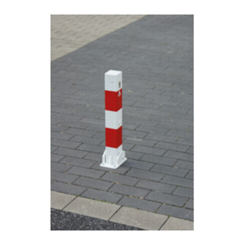 Schake Absperrpfosten Typ 4715UZ, umlegbar Vierkantrohr 70x70 mm, Überflur 500 mm, für Dübelbefestigung + Profilzylinder feuerverzinkt