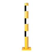 Schake Absperrpfosten Typ 489APBG, ortsfest, abnehmbar + Bodenplatte 150 x 180 mm, Ø 89mm, gelb / schwarz-4
