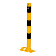 Schake Absperrpfosten Typ 489APBG, ortsfest, abnehmbar + Bodenplatte 150 x 180 mm, Ø 89mm, gelb / schwarz-2