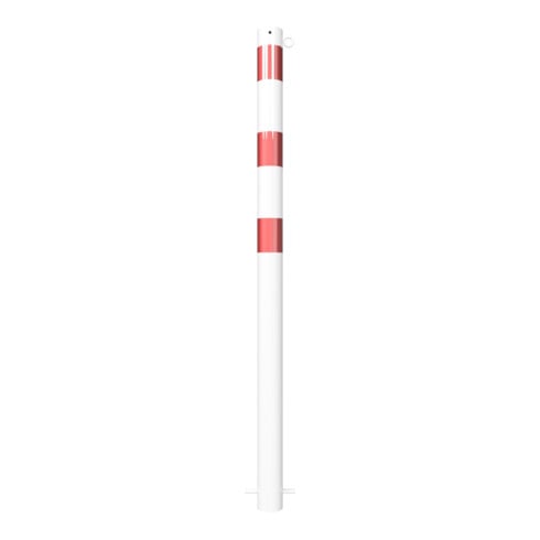 Schake Absperrpfosten Typ 476B/1, ortsfest, Ø 76mm, zum Einbetonieren, weiß / rot + 1 Öse