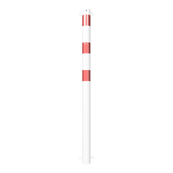 Schake Absperrpfosten Typ 476B/2, ortsfest, Ø 76mm, zum Einbetonieren, weiß / rot + 2 Ösen