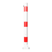 Schake Absperrpfosten Typ 476FUB, umlegbar + Dreikantverschluß, Ø 76mm, weiß / rot-5
