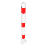 Schake Absperrpfosten Typ 476FUB, umlegbar + Dreikantverschluß, Ø 76mm, weiß / rot-4