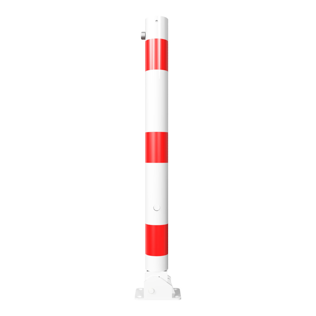 Schake Absperrpfosten Typ 476FUB, umlegbar + Dreikantverschluß, Ø 76mm, weiß / rot