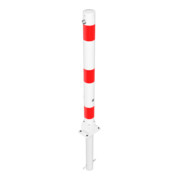 Schake Absperrpfosten Typ 476FUHB, umlegbar + Dreikantverschluß, zum Einbetonieren, Ø 76mm, weiß / rot-2