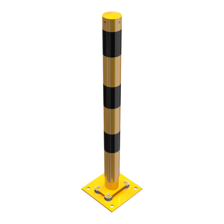 Schake Absperrpfosten Typ 476NPBG, ortsfest, 220x220 mm Ø 76mm, gelb / schwarz