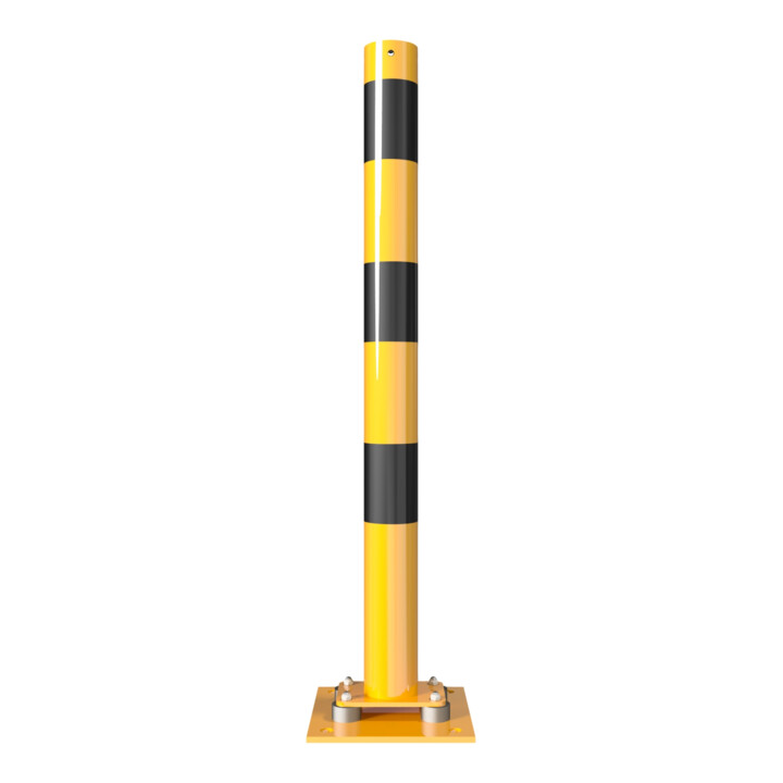 Schake Absperrpfosten Typ 476NPBG, ortsfest, 220x220 mm Ø 76mm, gelb / schwarz