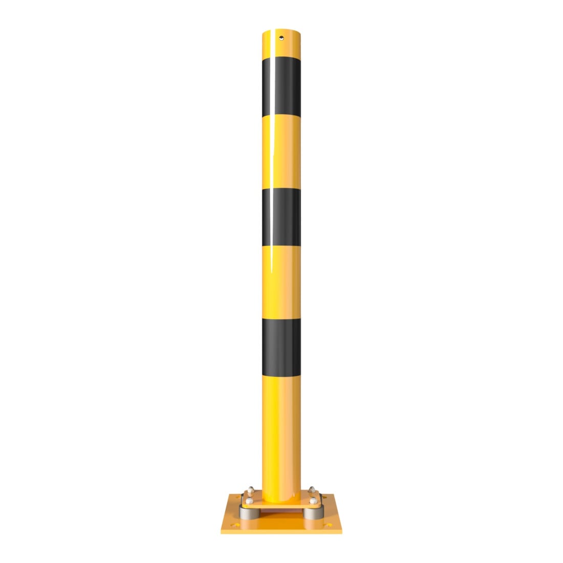 Schake Absperrpfosten Typ 476NPBG, ortsfest, 220x220 mm Ø 76mm, gelb / schwarz