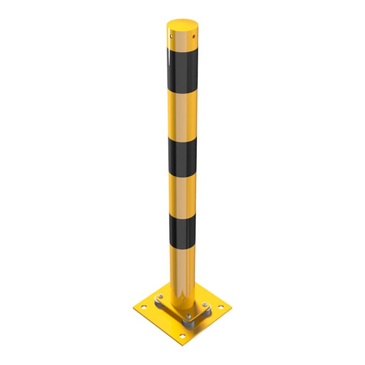 Schake Absperrpfosten Typ 476NPBG, ortsfest, 220x220 mm Ø 76mm, gelb / schwarz