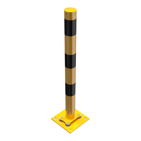 Schake Absperrpfosten Typ 476NPBG, ortsfest, 220x220 mm Ø 76mm, gelb / schwarz