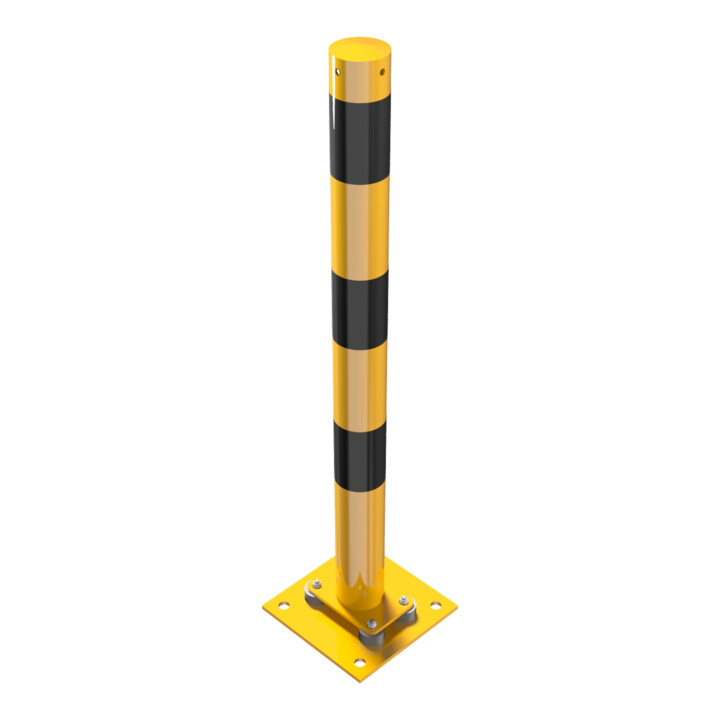 Schake Absperrpfosten Typ 476NPBG, ortsfest, 220x220 mm Ø 76mm, gelb / schwarz