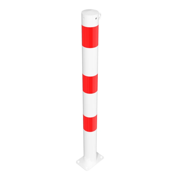 Schake Absperrpfosten Typ 476PB/1, ortsfest, Ø 76mm, weiß / rot + 1 Öse