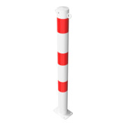 Schake Absperrpfosten Typ 476PB/2, ortsfest, Ø 76mm, weiß / rot + 2 Ösen-4